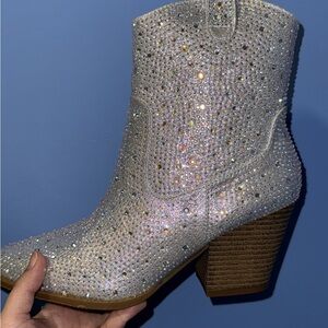 Sparkling Rhinestone Ankle Boots